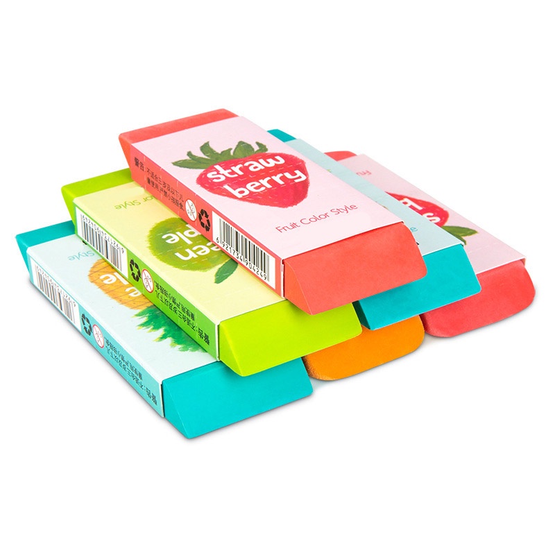 Gôm tẩy siêu to Deli hình vẽ hoa quả - cỡ lớn dùng lâu dài ít vụn tẩy sạch không gãy xóa chì 2B dành cho học sinh JP4