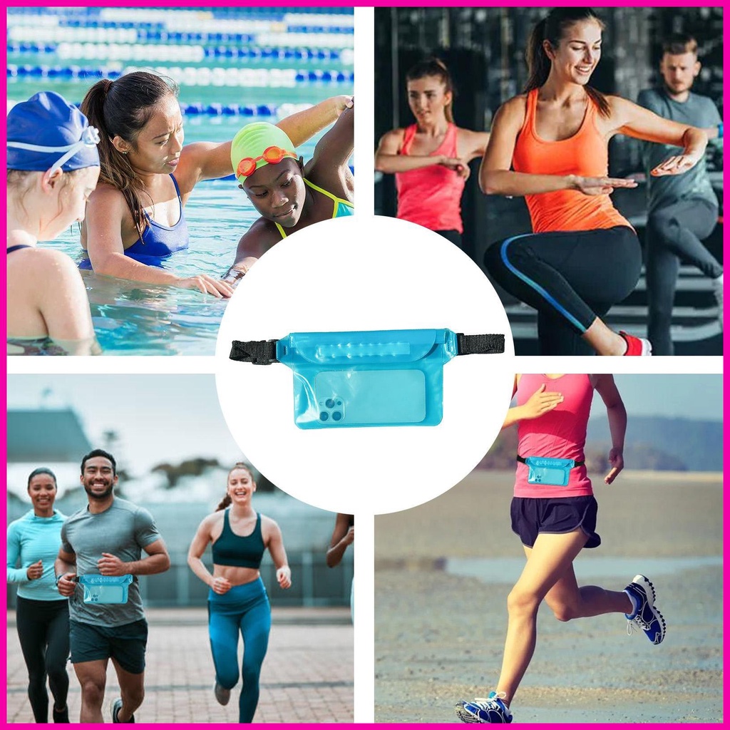 Điện thoại không thấm nước fanny pouch điện thoại fanny pack mobile belt bag túi chống nước 3-layer dung tích cao để bơi lrnvn