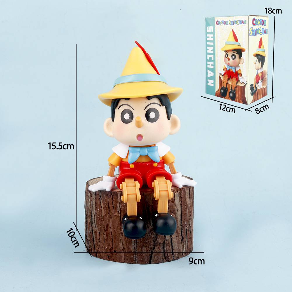 Crayon shin-chan cosplay pinocchio hành động hình mô hình búp bê đồ chơi cho trẻ em quà tặng bộ sưu tập trang trí