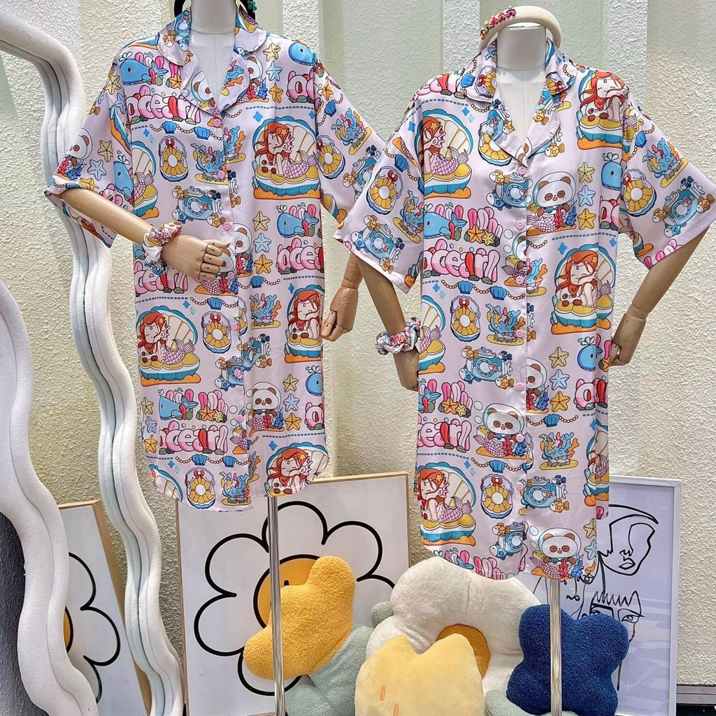 Đầm Pijama tiên cá kèm cột tóc - HN1527