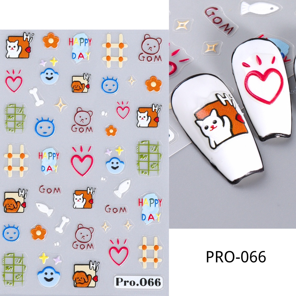Dễ Thương Miếng Dán Trang Trí Móng Tay 5d Hình Mèo Đen / Bánh waffle / Kem / Cầu Vồng / Quái Vật Nhỏ Xinh