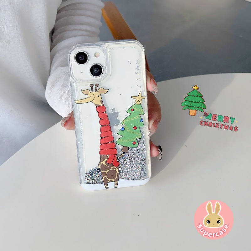 Bling christmas quicksand phone case for iphone 14 pro max 14 plus 13 pro max glitter christmas tree soft cover chống sốc santa claus phone case sleigh elk cover