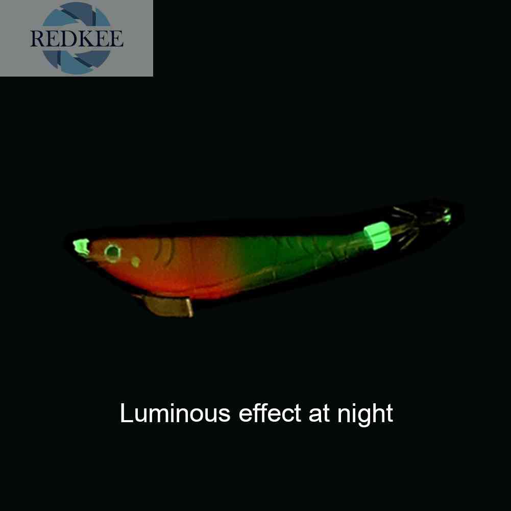 Mồi Câu Cá Giả Hình Tôm Bằng Gỗ Phát Quang Kích Thước 100mm 12g