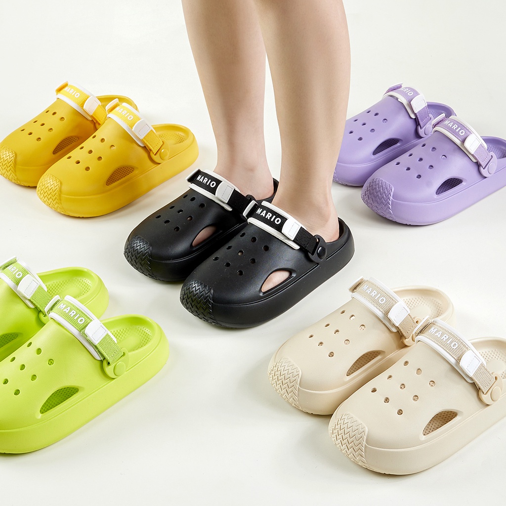 Cheerful Mario Dép Crocs Đế Mềm Chống Trượt In Hình Mario Dễ Thương Cho Trẻ Em