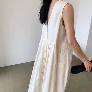Đầm Cotton Lanh Sát Nách Dáng Rộng Phong Cách Pháp Thời Trang Mùa Hè Mới Cho Nữ