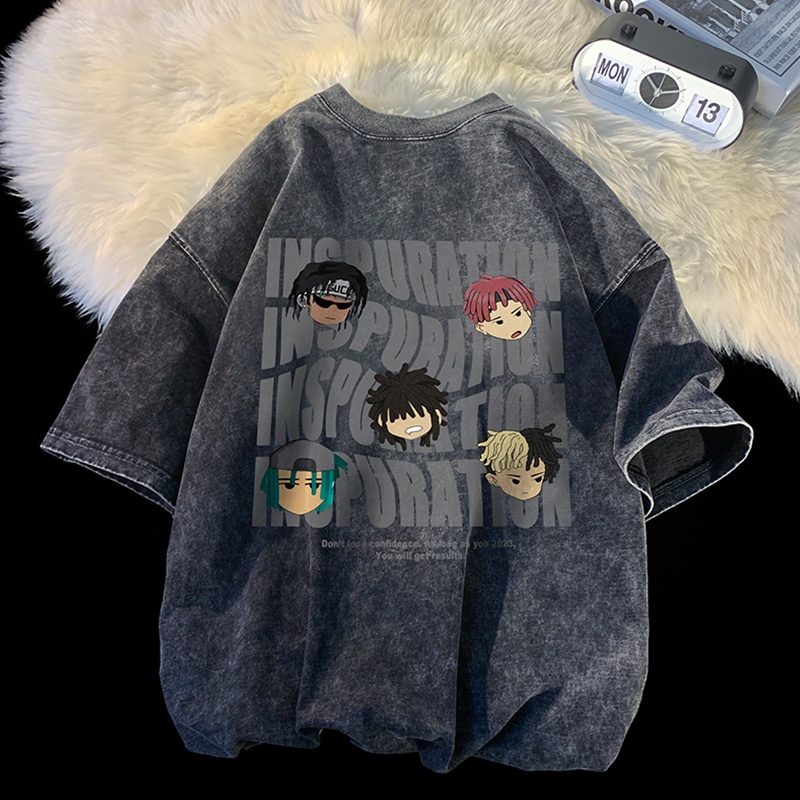 Áo thun NRVP 100% cotton tay ngắn dáng rộng in hoạ tiết độc đáo thời trang