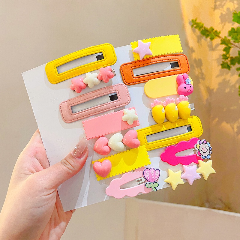 Set 7 / 8 / 9 Kẹp Tóc Màu Sắc Kẹo Ngọt Phong Cách Hàn Quốc Cho Bé Gái