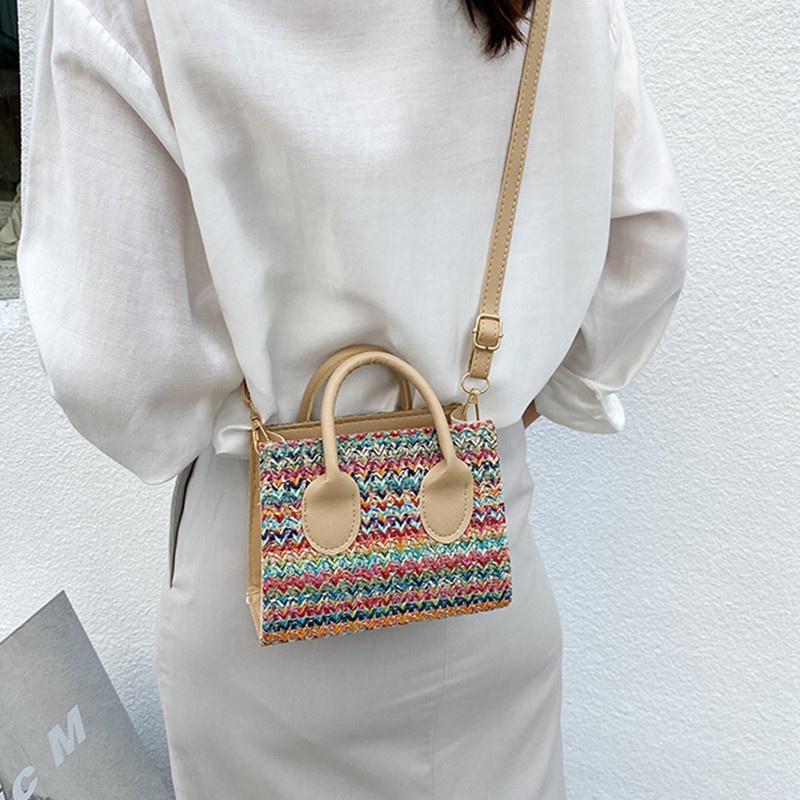 Túi Rơm Đeo Chéo Có Khóa Kéo Thời Trang Cho Nữ