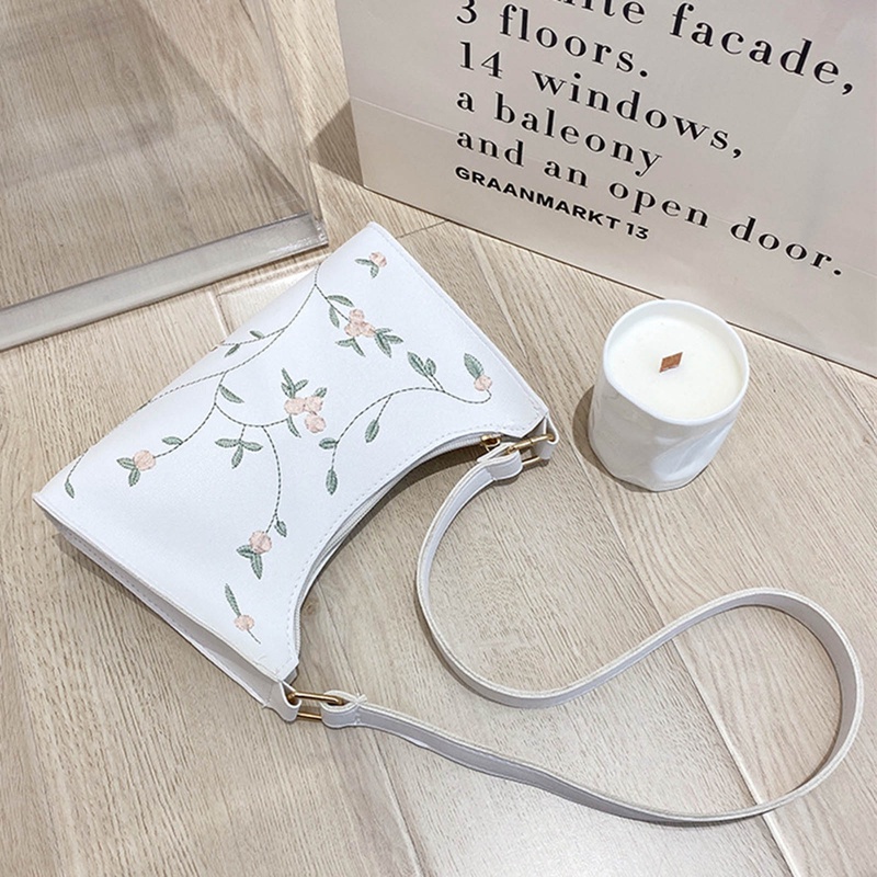 Túi Xách Da PU Mềm Phối Ren Hoa Thời Trang Cho Nữ