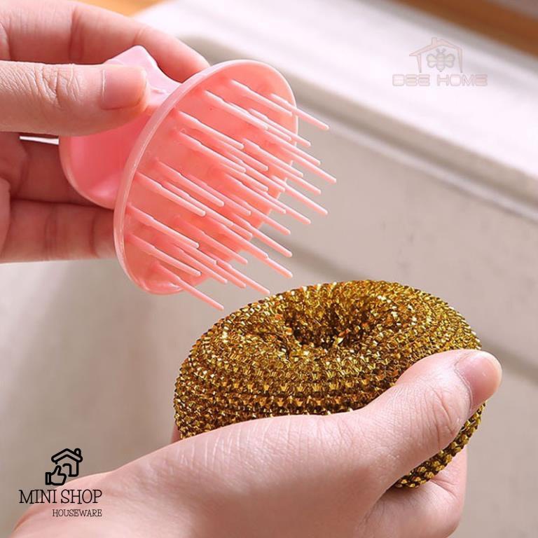 Cọ Xoong Nồi Búi Sắt Không Rỉ Siêu Bền Có Tay Cầm Tiện Lợi . miếng rửa chén bằng inox