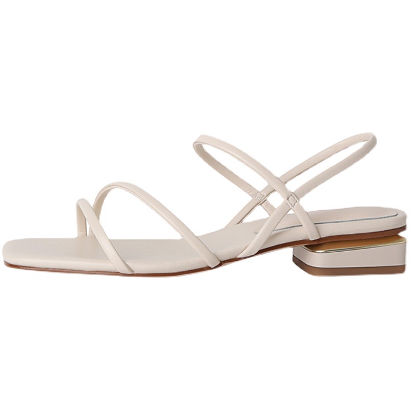 Duoya Tóc Thẳng ~ [Hàng Có Sẵn] Giày Sandal Gót Dày Dây Phẳng Kiểu La Mã Hàn Quốc Dễ Phối Đồ Cho Học Sinh Nữ