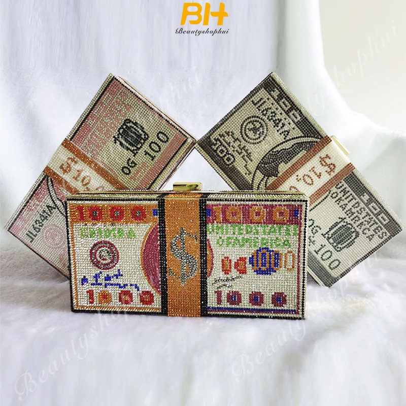 Mới Hộp Đựng Tiền Hình Vuông Cỡ Nhỏ Bằng Acrylic Đính Kim Cương Giả Dễ Thương