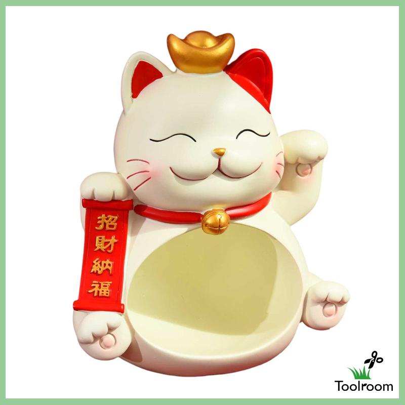 Hộp Đựng Đồ Dùng Hình Mèo May Mắn Bằng Nhựa Độc Đáo Trang Trí Bàn Làm Việc