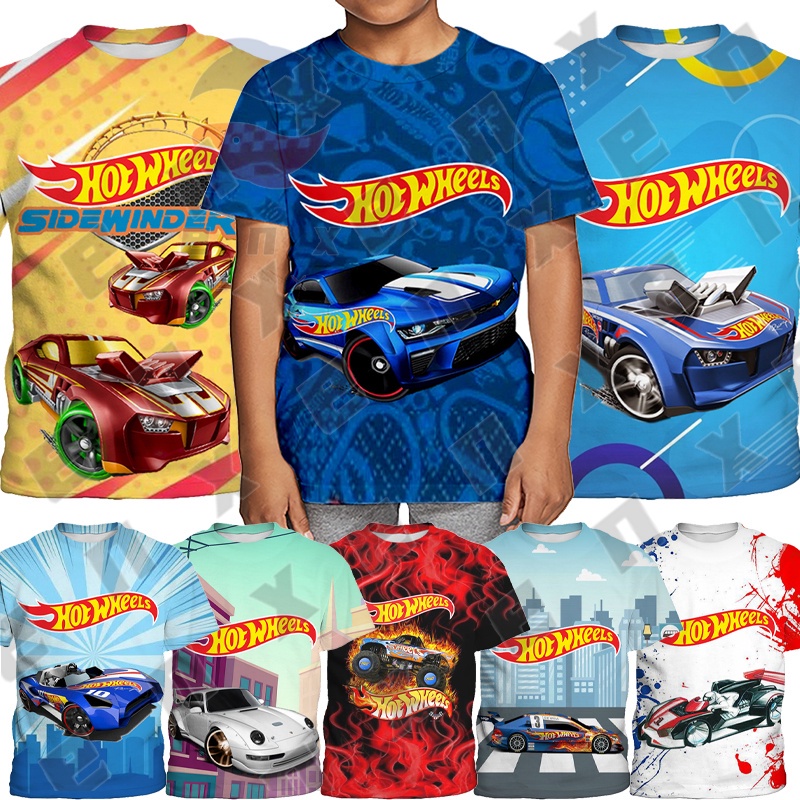 Hot Wheels Áo Thun Sát Nách In Hình Xe Hơi Hoạt Họa Thời Trang Mùa Hè Cho Bé