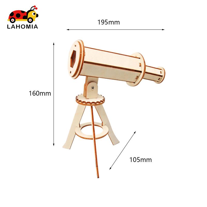 LAHOMIA Mô hình kính thiên văn DIY bằng gỗ 3D với giá đỡ ba chân đồ chơi giáo dục khoa học