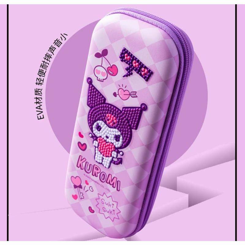 SANRIO Túi Đựng Bút Cầm Tay Bằng Da Đính Đá Pha Lê Tự Làm Họa Tiết Cinnamoroll Mymelody Kuromi 2023