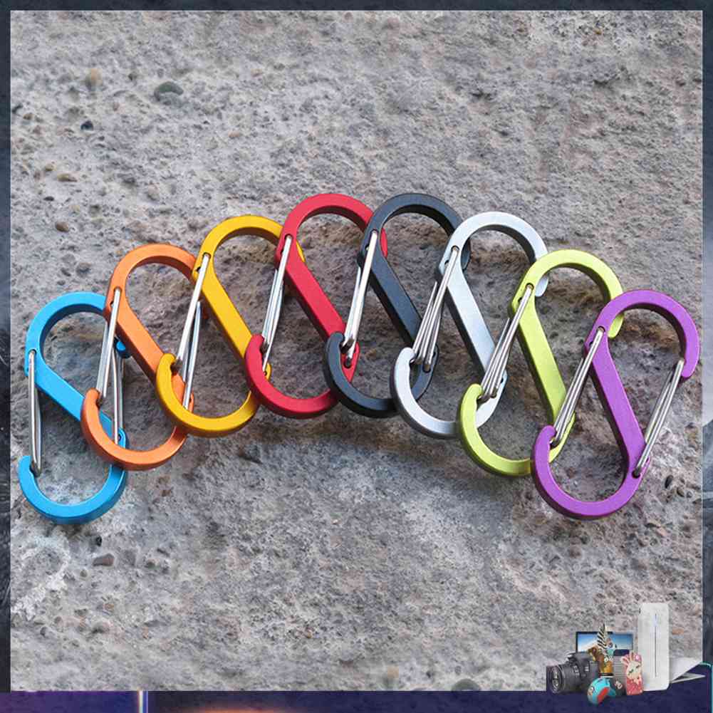 Móc Khóa Carabiner Hình Chữ S Bằng Hợp Kim Nhôm Với 8 Kiểu Màu Sắc Ngẫu Nhiên
