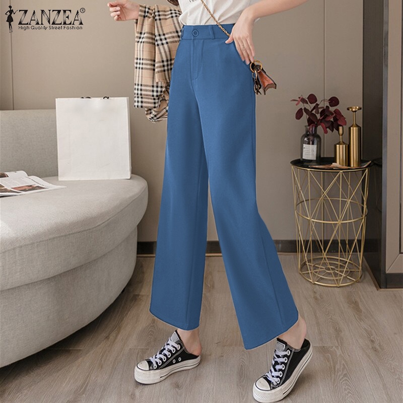Zanzea Quần ống rộng Lưng Cao Thanh Lịch Cho Nữ