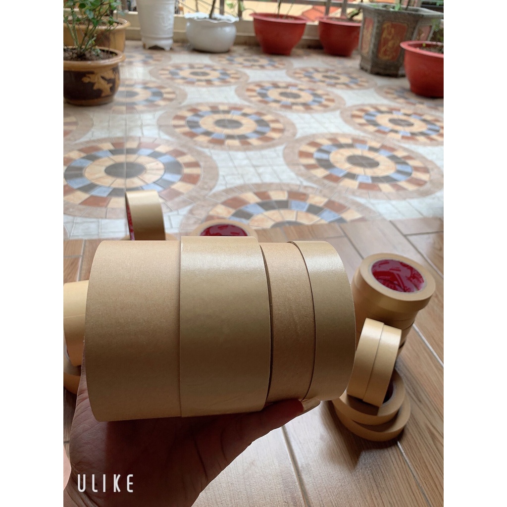 BĂNG KEO DA BÒ karaft vá thùng carton đóng gói trang chí khổ 5cm x 2,5cm x1,5cm x 40m