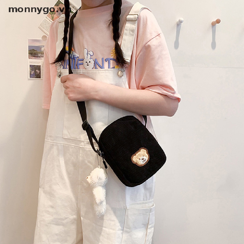 Monnygo 1 Túi Đeo Chéo Vai Đựng Điện Thoại Bằng Vải Nhung Hình Gấu Dành Cho Học Sinh Trẻ Em VN