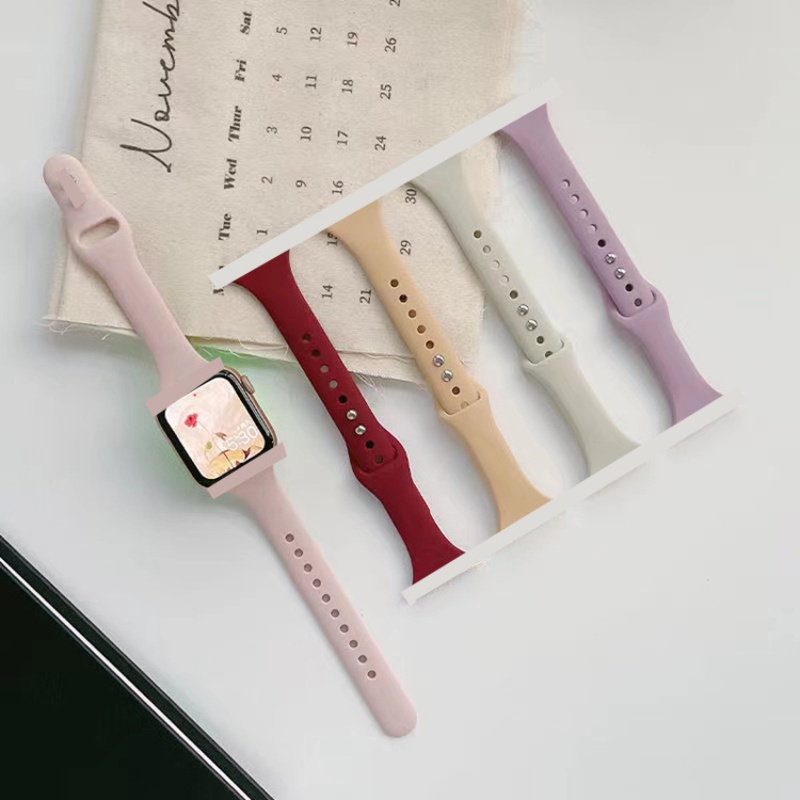 Dây Đeo Thể Thao Bằng Silicone Siêu Mỏng Dành Cho Apple watch 45mm 41mm 44mm 40mm 38MM Ultra 49mm series 8 5 4 SE 6 7