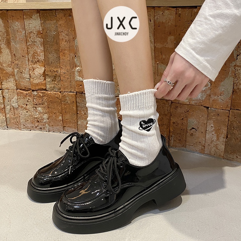 Giày oxford JINXCHOY mũi tròn đế thấp thiết kế buộc dây thoải mái thời trang cao cấp cho nữ