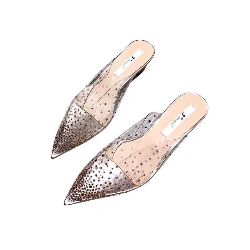 Giày Cao Gót Miệng Cá Đính Đá Thiết Kế Đơn Giản Thời Trang Xuân Hè Cho Nữ