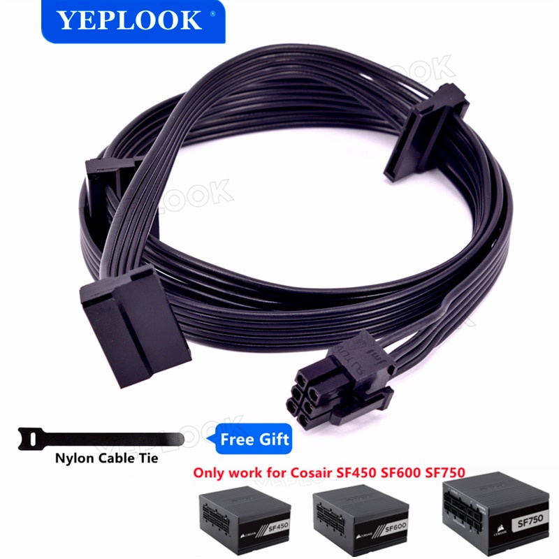 Cáp cấp nguồn SSD PCIe 6Pin đến 3 SATA 15Pin cho Corsair SF450 SF600 SF750 SFX Bộ cấp nguồn ATX mô-đ