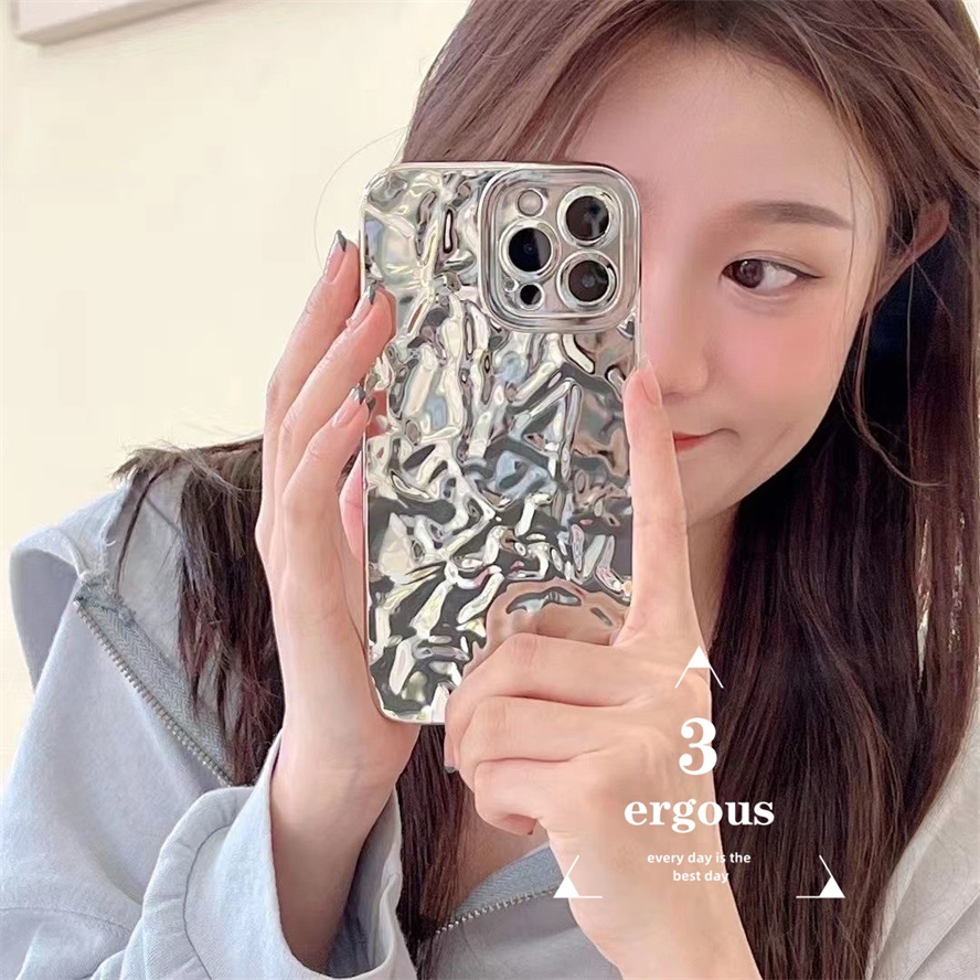 Ốp Điện Thoại Màu Bạc Họa Tiết Sang Trọng Chống Sốc Cho IPhone 14 13 12 11 Pro Max SE2020 X XR Xs Max 7 8 6 6s Plus