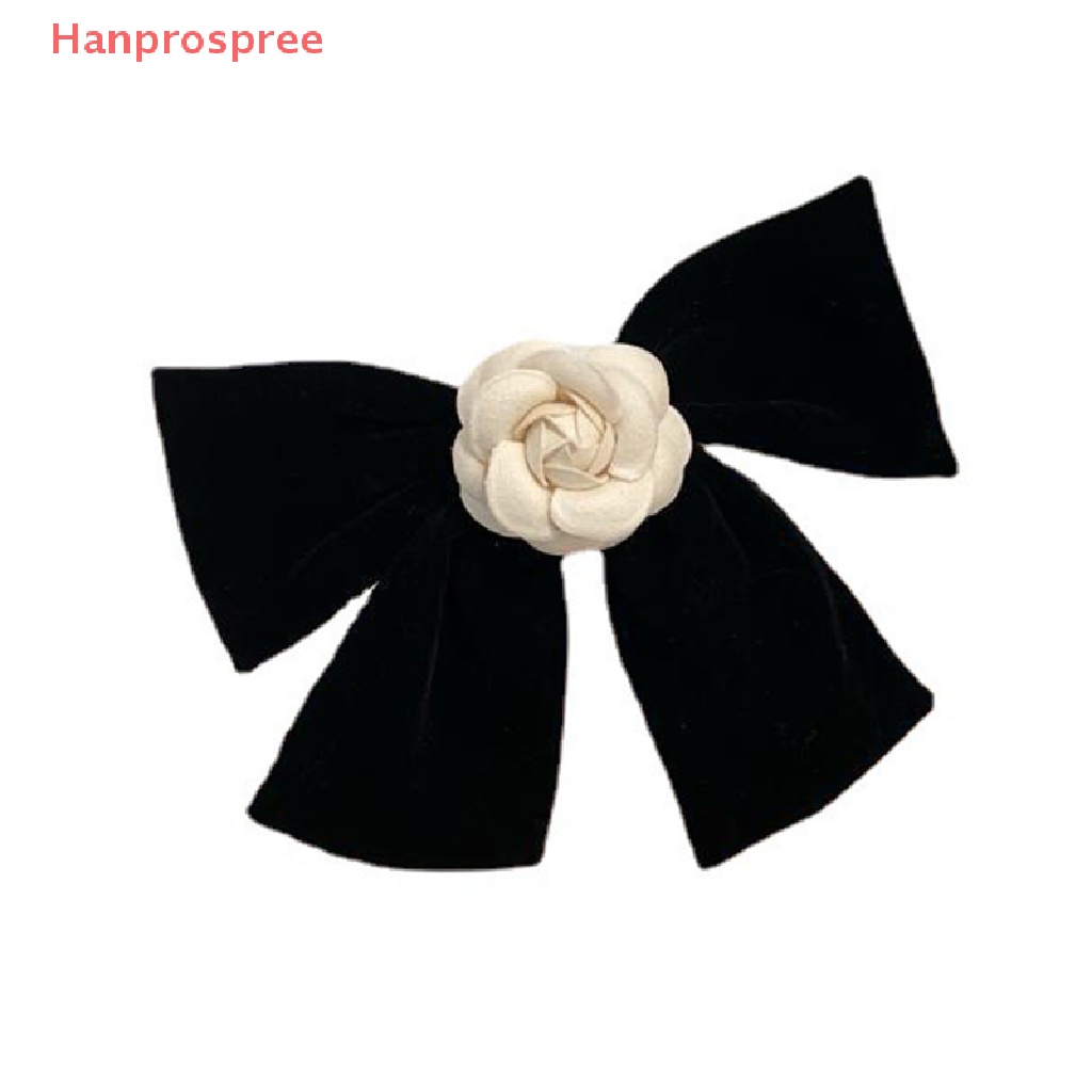 Kẹp Tóc Nơ Nhung Đen Lớn Phong Cách Vintage Cho Nữ