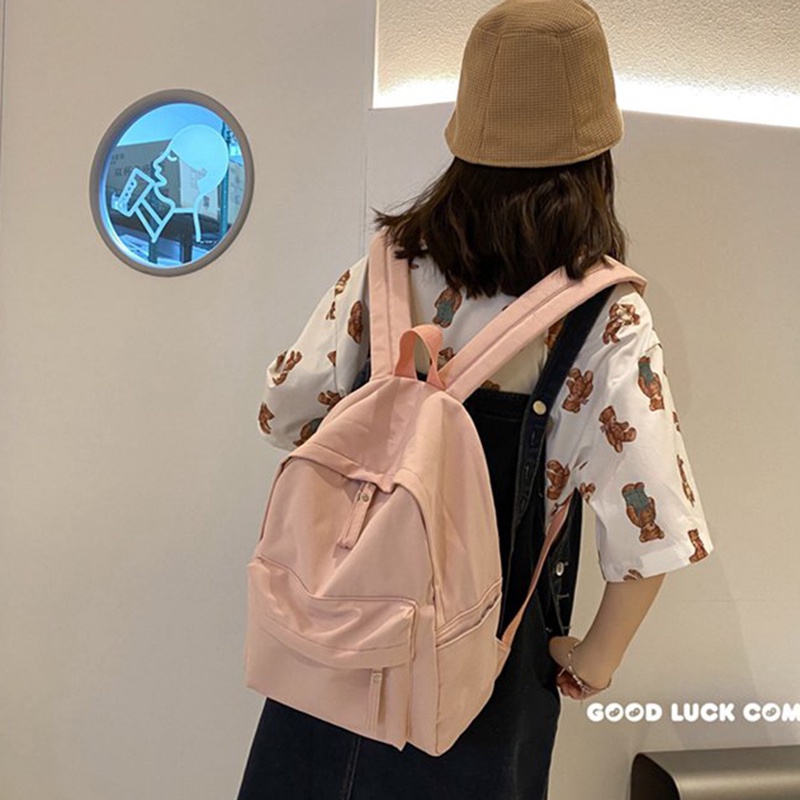 Ba Lô Màu Trơn Đơn Giản Thời Trang Hàn Quốc Cho Nữ