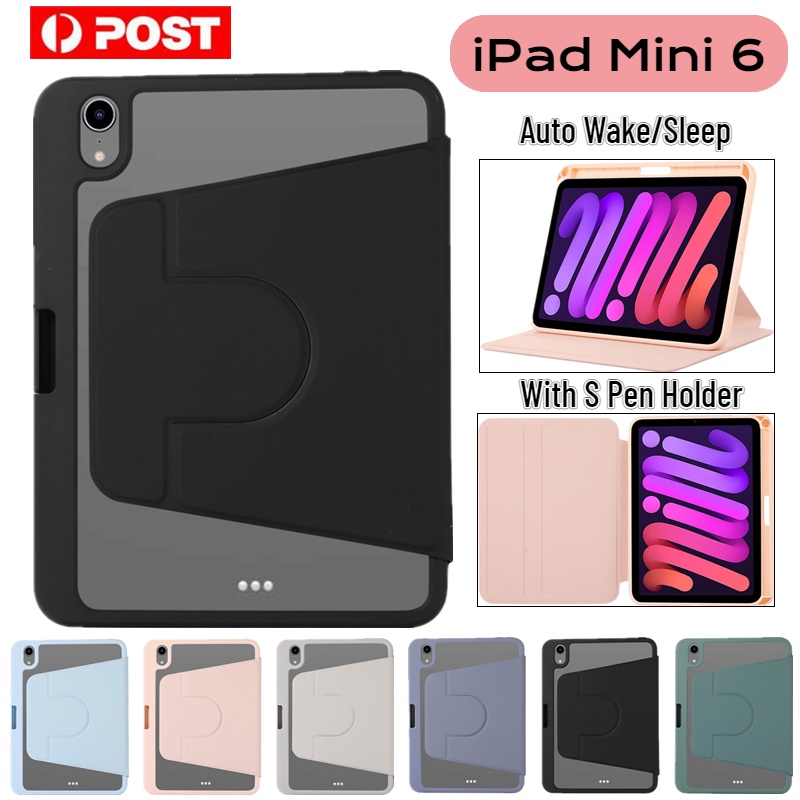 Bao Da Máy Tính Bảng Nắp Lật Chống Rơi 360 Độ Cho iPad Mini 6th Gen 2021 8.3 inch° Vỏ Bọc Bút Thông Minh Có Ngăn Đựng Bút Tiện Dụng