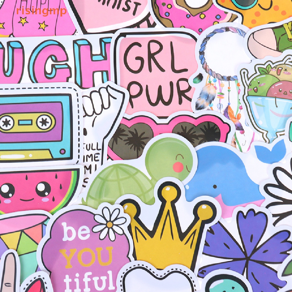 Set 50 Miếng Dán Hoạt Hình Dễ Thương Trang Trí Laptop / Vali / Ván Trượt / Guitar / Ván Trượt