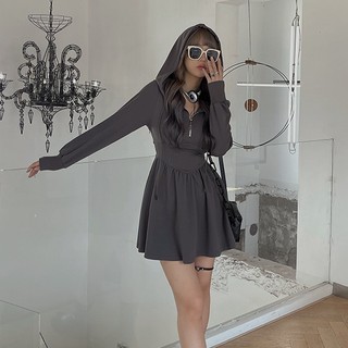 Plus Đầm Hoodie Dáng Chữ A Ôm Eo Thời Trang Thu Đông Cho Nữ