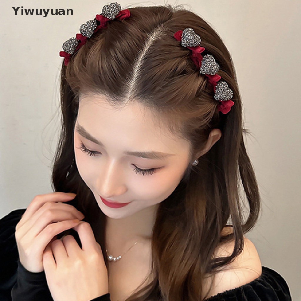 < Yiwuyuan > Kẹp Tóc Mái Mỏ Vịt Bện Hình Trái Tim Thời Trang Vintage