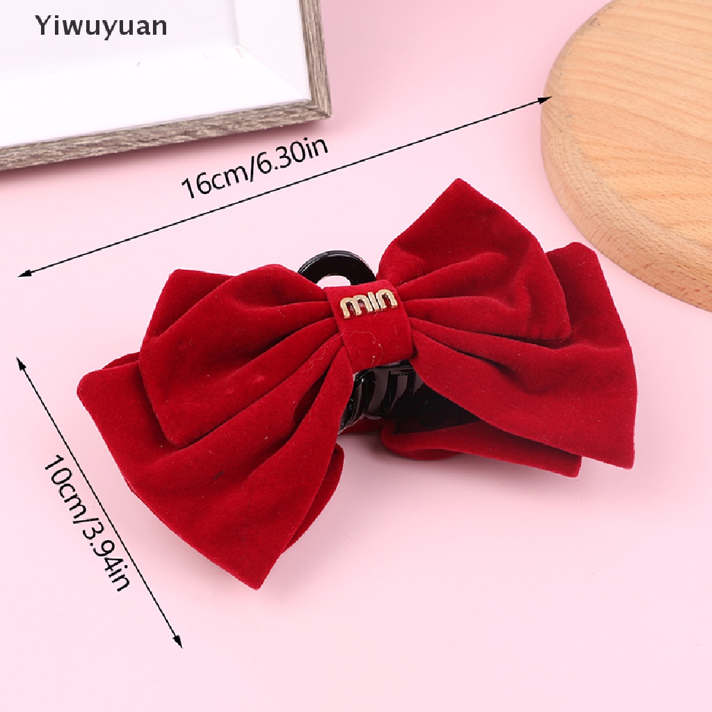 &lt; Yiwuyuan &gt; Kẹp Tóc Hình Nơ Màu Trơn Dễ Thương Dành Cho Nữ