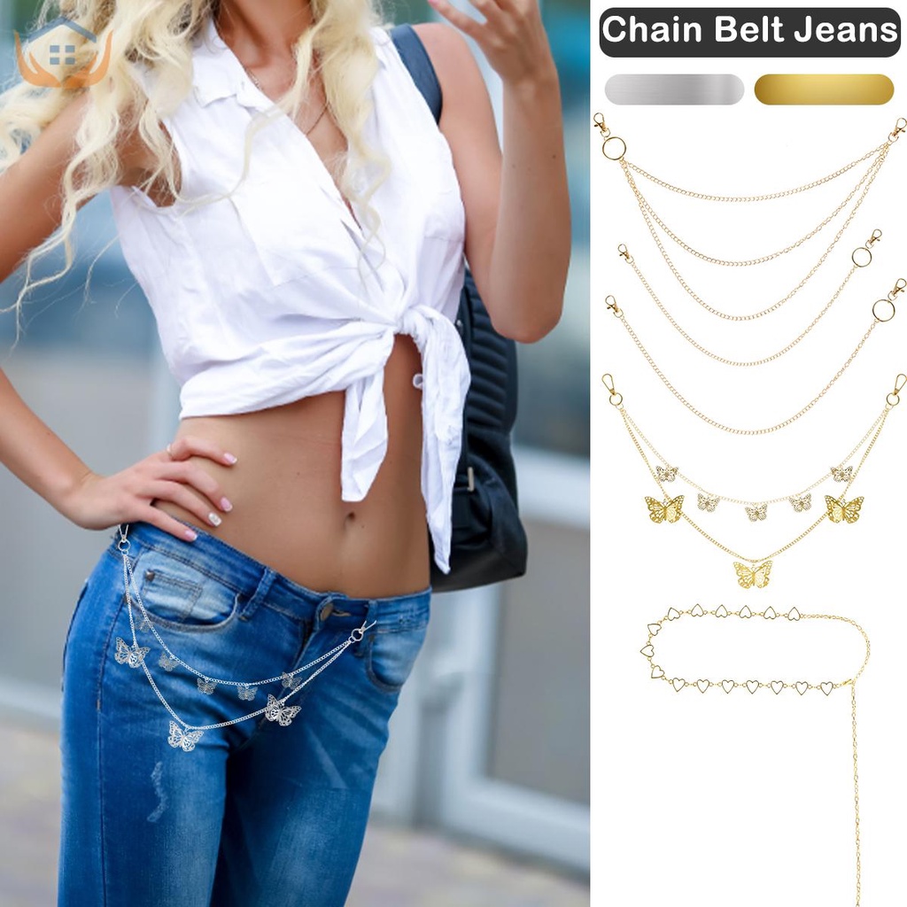 Bộ 5 Dây Xích Kim Loại Đeo Thắt Lưng Quần Jean Nhiều Lớp Chống Rỉ Sét Tkc7307