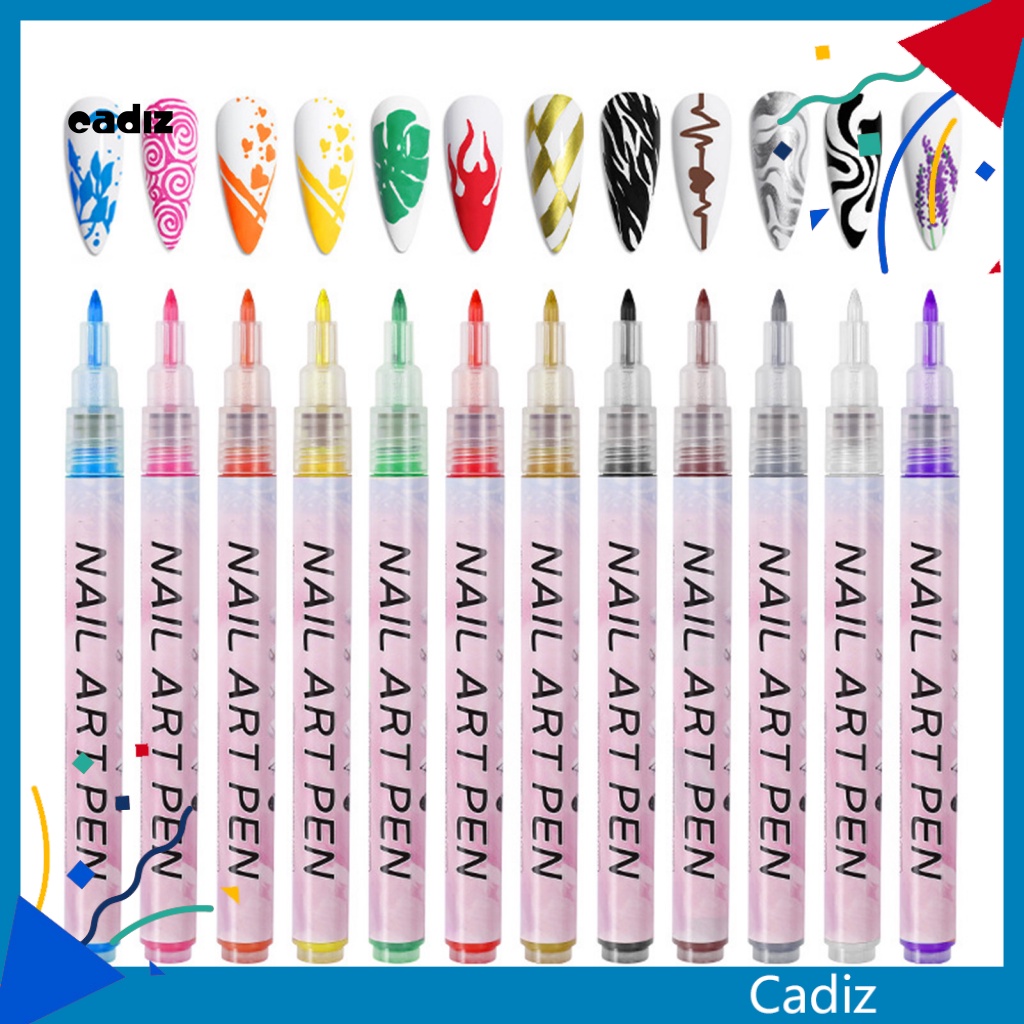 Set 12 Bút Vẽ Móng Nghệ Thuật Bằng Nhựa Màu Sắc Tươi Sáng Cho Nữ