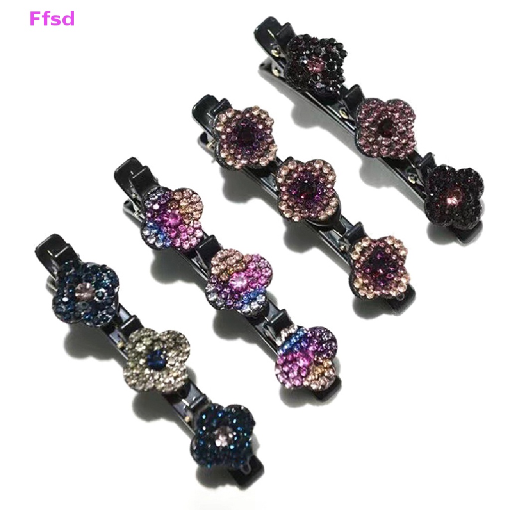 {Ffsd} Kẹp Tóc Bện Đính Đá Pha Lê Lấp Lánh 1 Cái