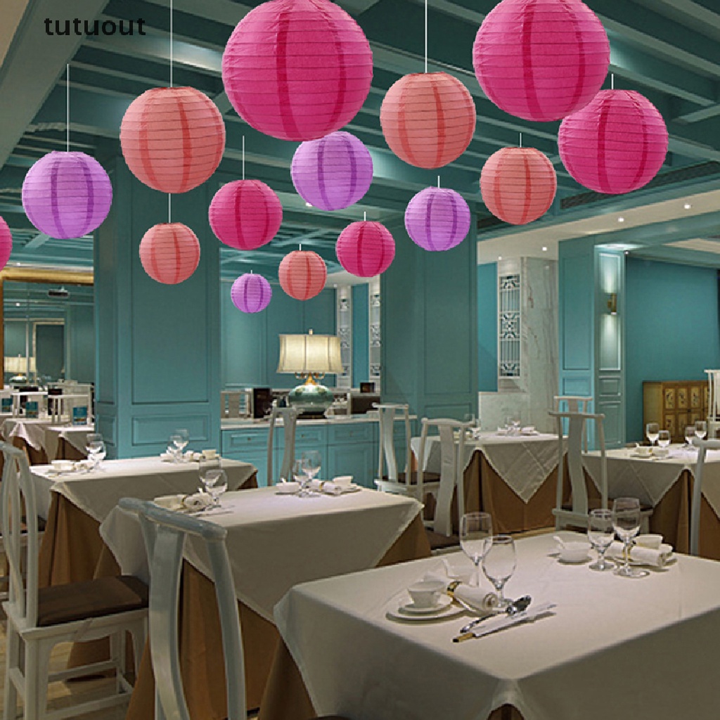 Bộ 20 Lồng Đèn Giấy Tròn Họa Tiết Hoa Trang Trí Tiệc Cưới