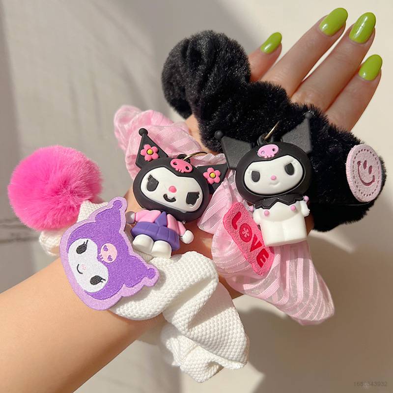 Dây Cột Tóc Cao Su In Hình Kuromi Hoạt Hình Dễ Thương Cho Nữ