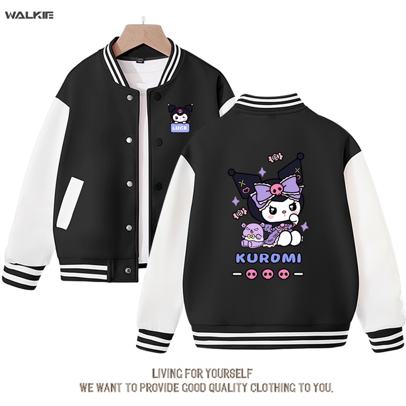 Áo Khoác Bóng Chày In Hình Kuromi Dễ Thương Cho Bé Gái