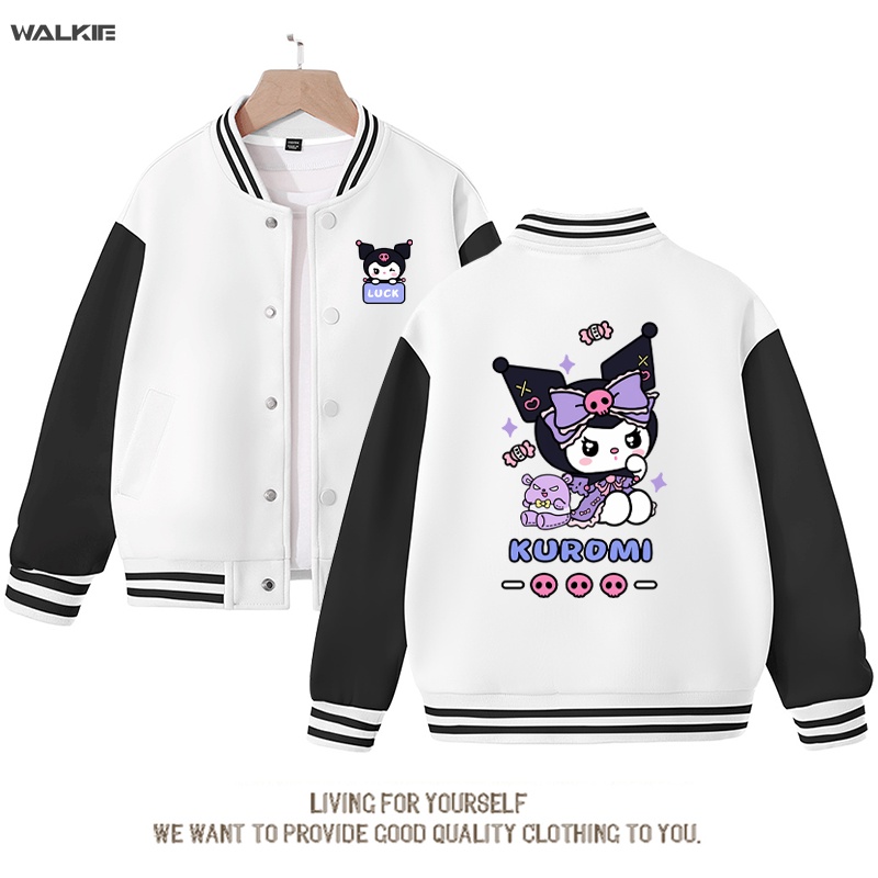 Áo Khoác Bóng Chày In Hình Kuromi Dễ Thương Cho Bé Gái
