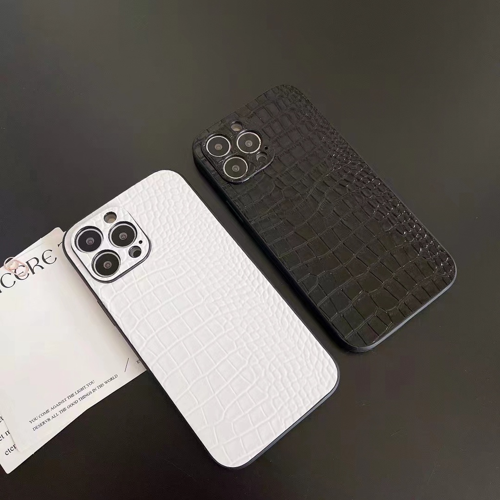 Toàn Bộ Ốp Điện Thoại Họa Tiết Da Cá Sấu Trắng Đen Cho iPhone 14 promax 14 promax 12 promax 13