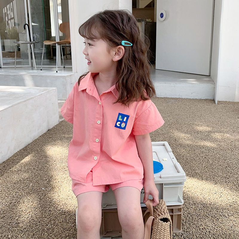 Set Đồ Mùa Hè Hai Món Gồm Áo Sơ Mi Tay Cộc Phong Cách Phương Tây Thời Trang Mới 2023 Cho Bé Gái