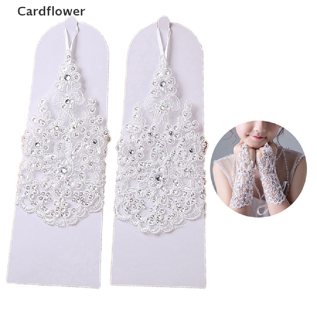 Găng Tay Công Chúa Phối Ren Đính Kim Cương Giả < Cardflower > Cho Bé Gái Chụp Ảnh