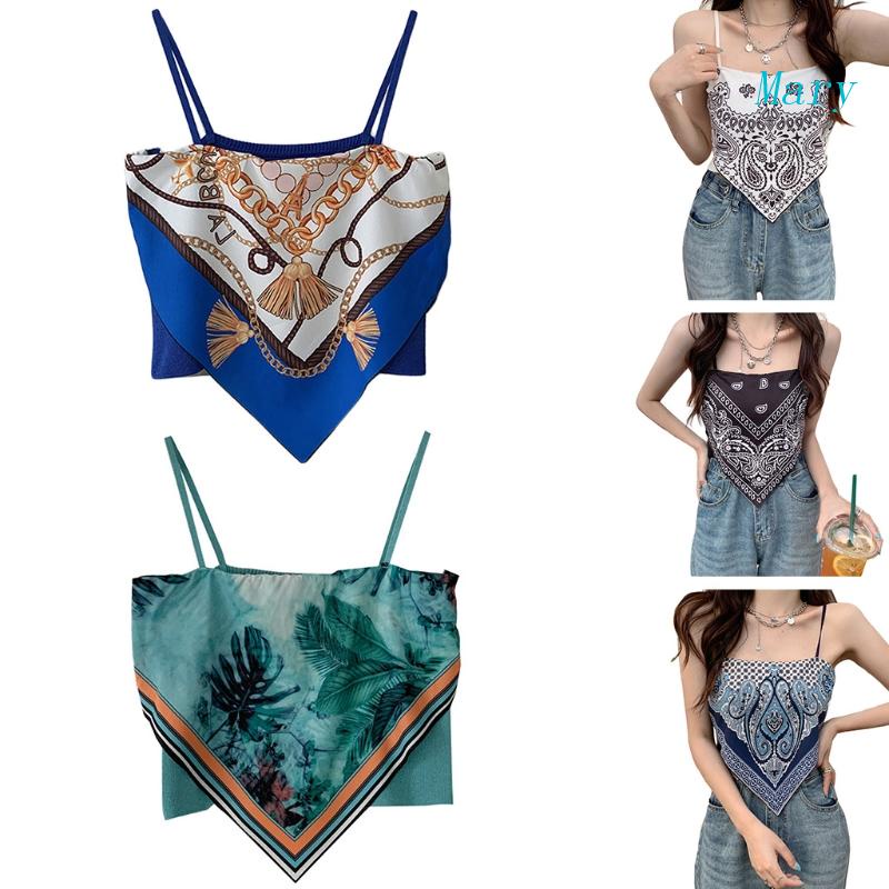 Áo Ống Hai Dây Mỏng Mùa Hè In Họa Tiết Lá Cây Phong Cách Boho Gợi Cảm Cho Nữ