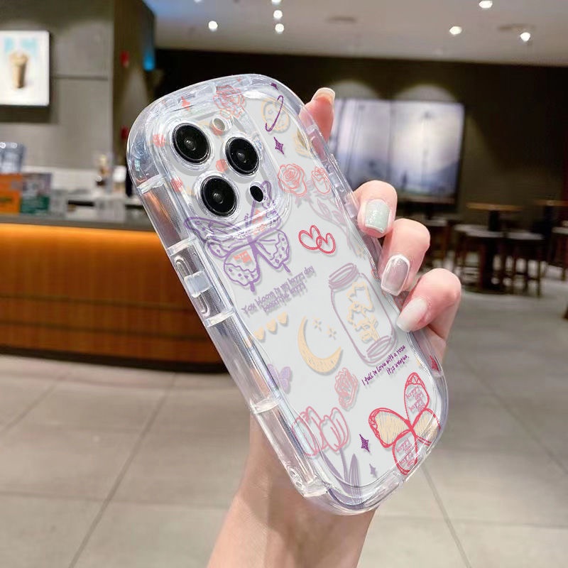 ✅Ốp Điện Thoại Mềm Trong Suốt Chống Sốc In Họa Tiết Hoa Và Bướm Cho Iphone 14 12 8P Xr / Xsmax 13 117