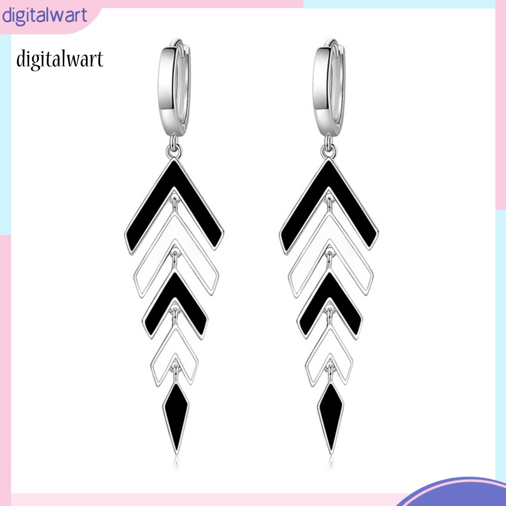 Kỹ Thuật Số| 1 Cặp Bông Tai Dáng Dài Phối Tua Rua Màu Trắng Đen Phong Cách Retro