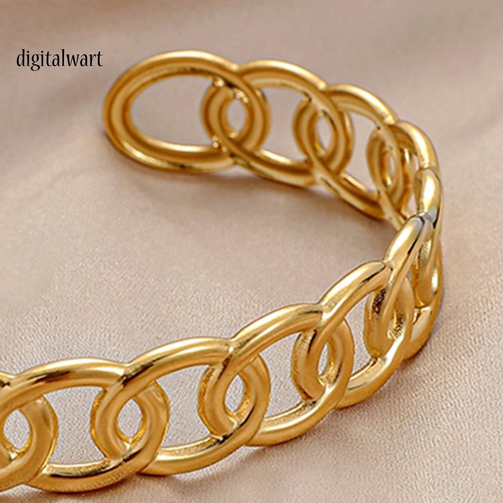 Kỹ Thuật Số| Vòng Đeo Tay Dạng Hở Bằng Thép Không Gỉ Hình Chữ C Phong Cách Pháp Cổ Điển Dành Cho Nữ